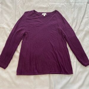 Style & Co. Purple Ribbed V-Neck Sweater